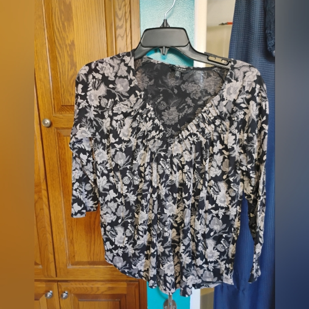 Lucky Brand Black and White Floral Blouse